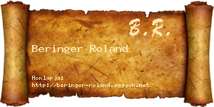 Beringer Roland névjegykártya